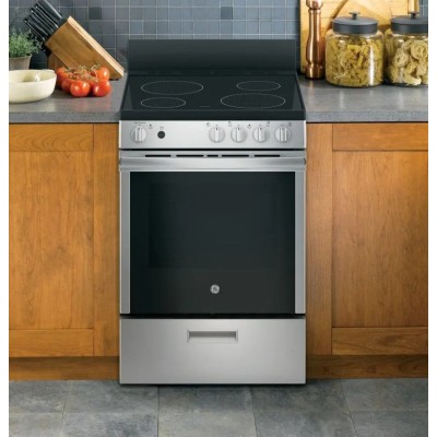 GE JCAS640RMSS 24" 4 Burner Electric Range With 2.9 Cu. Ft. Capacity Stainless Steel Color