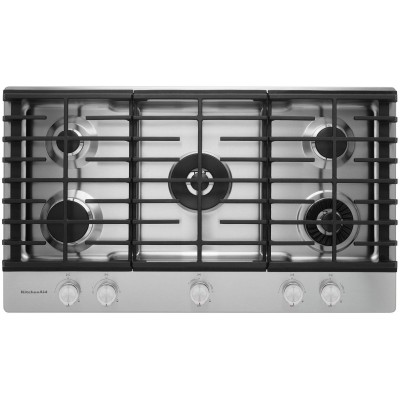 Kitchenaid KCGS956ESS 36" 5 Burner Gas Cooktop With Griddle Stainless Steel Color