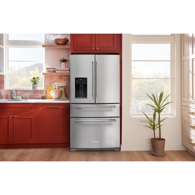 Kitchenaid KRMF536RPS 36" Multi-Door French Door Fridge With Platinum Interior Fingerprint Resistant Stainless Steel Color