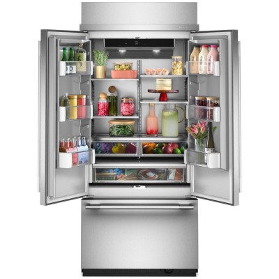 KitchenAid KBFN536SPS 36" French Door Built In Fridge With 20.8 Cu. Ft. & Preserva+ Print Shield Stainless Steel Color