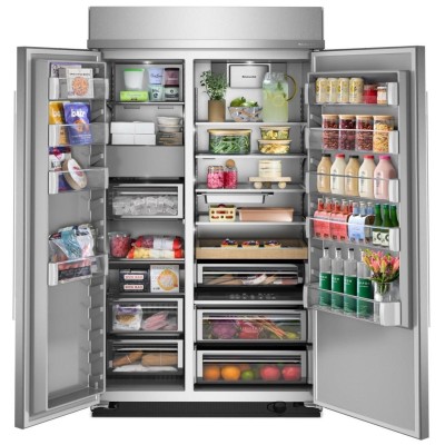 Kitchenaid KBSN748SPS 48" Side by Side Built In Fridge With 30 Cu. Ft. Capacity Print Shield Stainless Steel Color