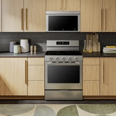 KitchenAid KFGS330TPS 30" Free Standing Gas Range With Air Fry & 5.0 Cu. Ft. Capacity Print Shield Stainless Steel Color
