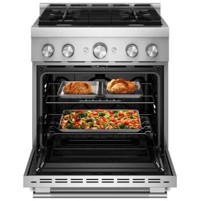 KitchenAid KFGS930SSS 30" 4 Burner Commercial Style Gas Range With 4.1 Cu. Ft. Capacity Stainless Steel Color