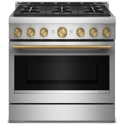 KitchenAid KFGS936SSS 36" 6 Burner Commercial Style Gas Range With 5.1 Cu. Ft. Capacity Stainless Steel Color