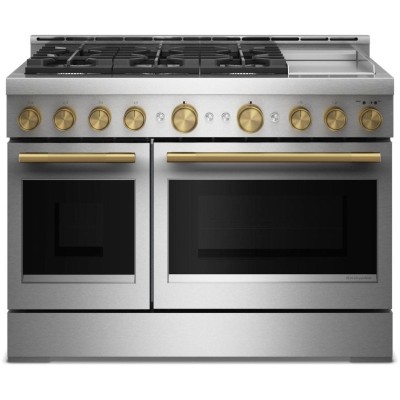 KitchenAid KFGD948SSS 48" 6 Burner Commercial Style Gas Range With 6.3 Cu. Ft. Capacity Stainless Steel Color