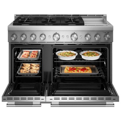KitchenAid KFGD948SSS 48" 6 Burner Commercial Style Gas Range With 6.3 Cu. Ft. Capacity Stainless Steel Color