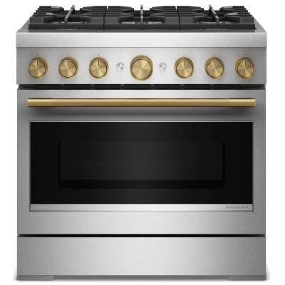 KitchenAid KFDS936SSS 36" 6 Burner Commercial Style Dual Fuel Range With Air Fry Stainless Steel Color