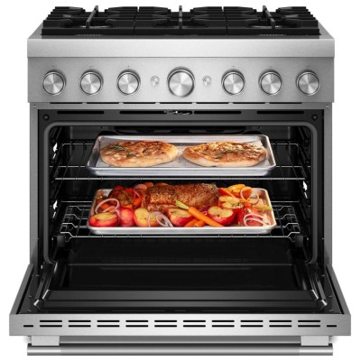 KitchenAid KFDS936SSS 36" 6 Burner Commercial Style Dual Fuel Range With Air Fry Stainless Steel Color