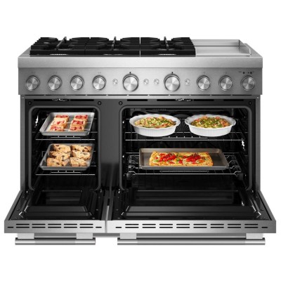 KitchenAid KFDD948SSS 48" 6 Burner Commercial Style Dual Fuel Range With Air Fry Stainless Steel Color