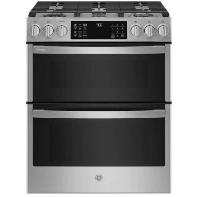 GE Profile PCGS960YPFS 30" Slide In Double Oven Gas Range Air Fry & Wi-Fi Enabled