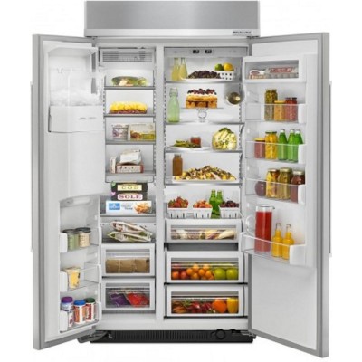 KitchenAid KBSD618ESS 48" Side-by-Side Built In Refrigerator, Thru Door Ice Dispenser
