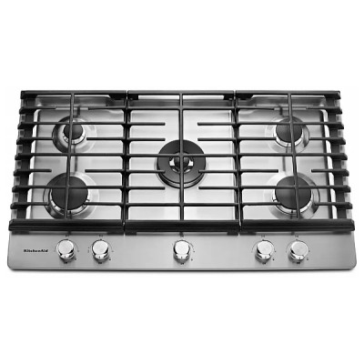 KitchenAid KCGS556ESS 36" Gas Cooktop With 5 Burners Stainless Steel color