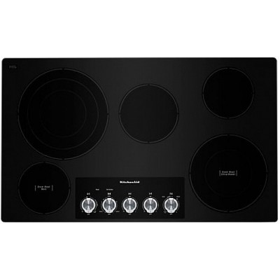 Kitchenaid KCES556HBL 36" Electric Cooktop with 5 Elements and Knob Controls