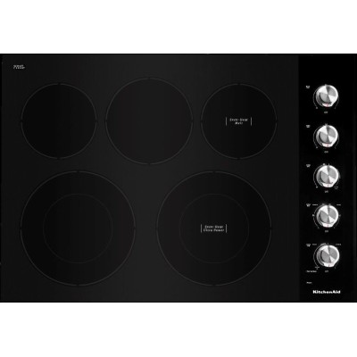 Kitchenaid KCES550HBL 30" Electric Cooktop with 5 Elements and Knob Controls