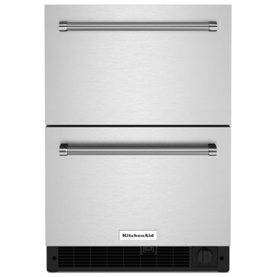 Kitchenaid KUDF204KSB 24" Under Counter Double Drawer Refrigerator / Freezer