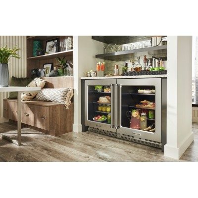 Kitchenaid KURR314KSS 24" Under Counter Refrigerator With Glass Door & Metallic Accent Shelves