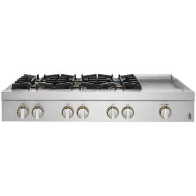 Jenn Air Rise JGCP548HL 48" Professional Style Range top With Chrome Infused Griddle
