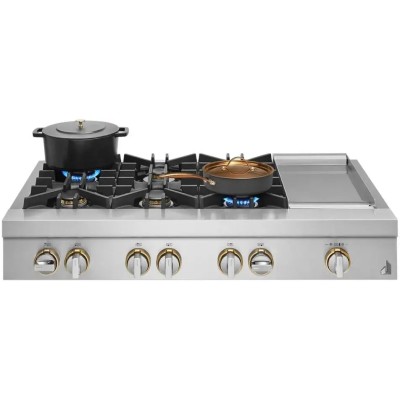 Jenn Air Rise JGCP548HL 48" Professional Style Range top With Chrome Infused Griddle