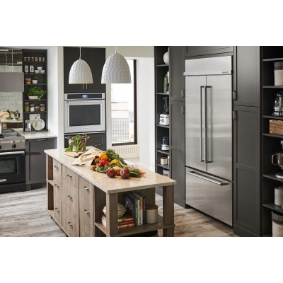 Kitchenaid KBFN502EPA 42" Built In French Door Fridge With Platinum Interior Panel Ready