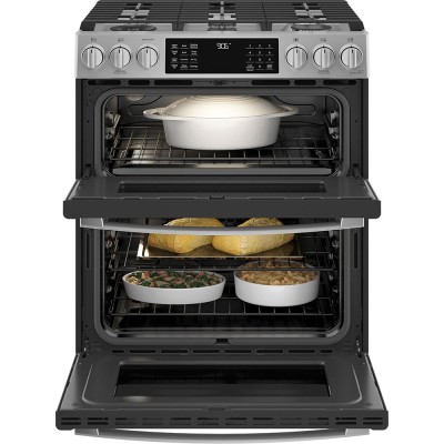 GE Profile PCGS960YPFS 30" Slide In Double Oven Gas Range Air Fry & Wi-Fi Enabled