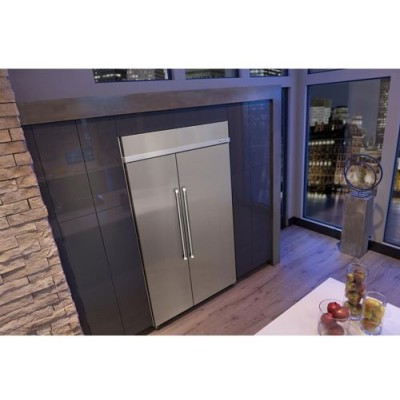 KitchenAid KBSN608ESS 48" Built In Side by Side Refrigerator, Freezer Located Ice Dispenser
