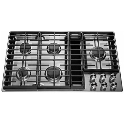 Kitchen Aid KCGD506GSS 36" 5 Burner Gas Cooktop Stainless Steel Color