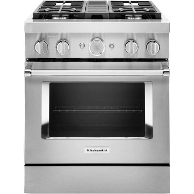 KitchenAid KFGC500JSS 30" Smart Commercial-Style Gas Range with 4 Burners