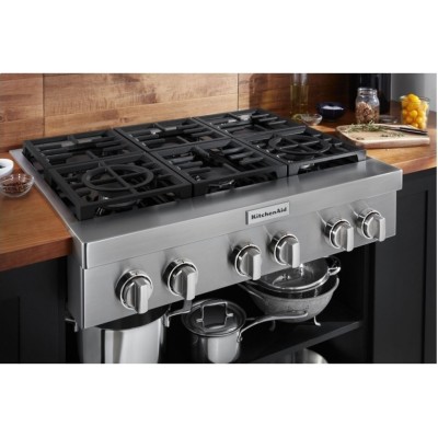 KitchenAid KCGC506JSS 36" Gas Rangetop With 6 Burners Stainless Steel color